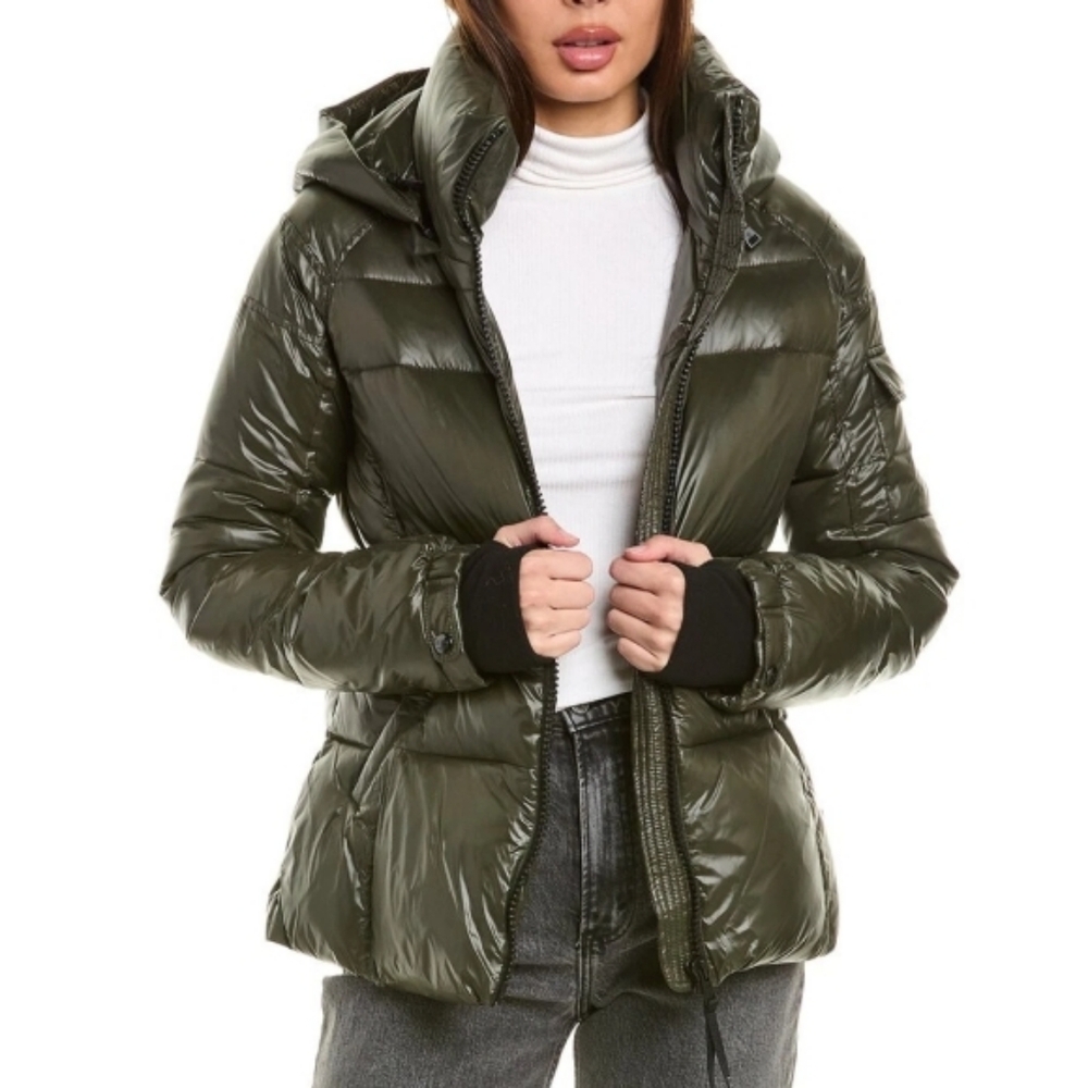 S13 'Gloss Kylie' Water-Resistant Puffer Jacket, Military Green